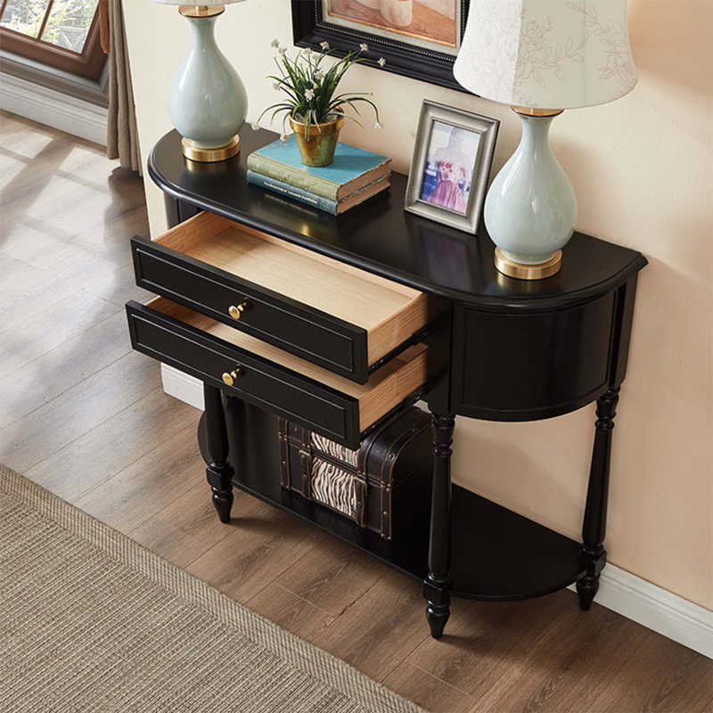 Console noire en bois massif, 47.24, Noir