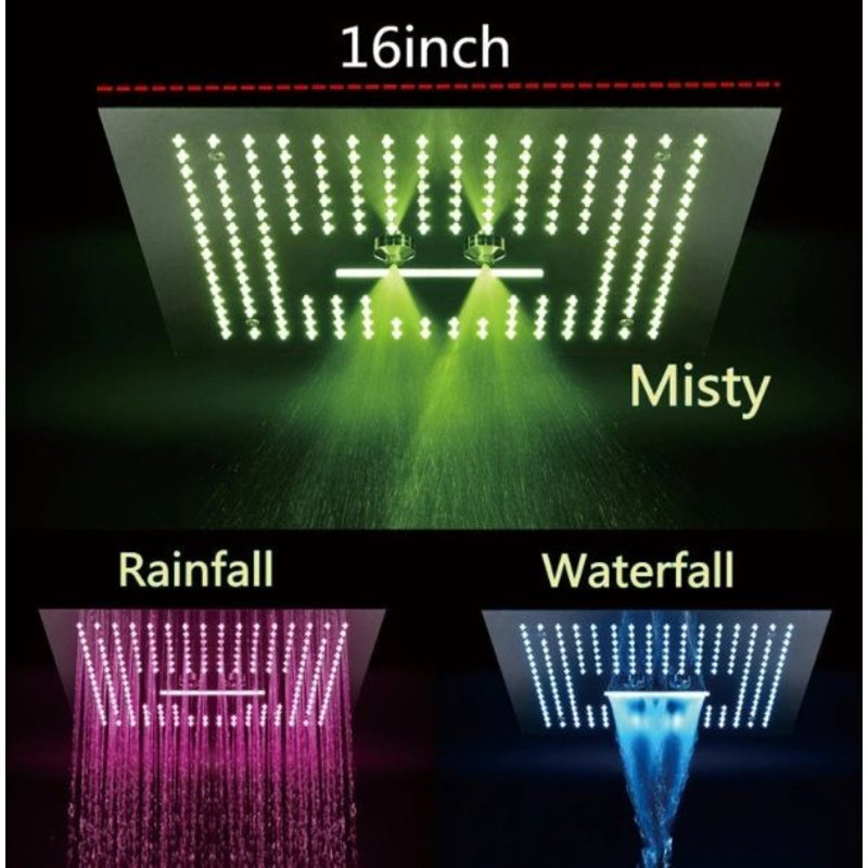 Juno 16" Square Stainless Steel Ceiling Mount LED Rain Showerhead with Remote Control?