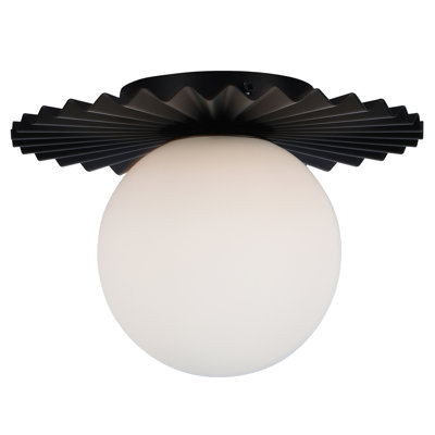 Abbey 9.8" 1- Light Black Modern Globe Glass Flush Mount Lighting Fixture For Living Room/Bedroom/Corridors