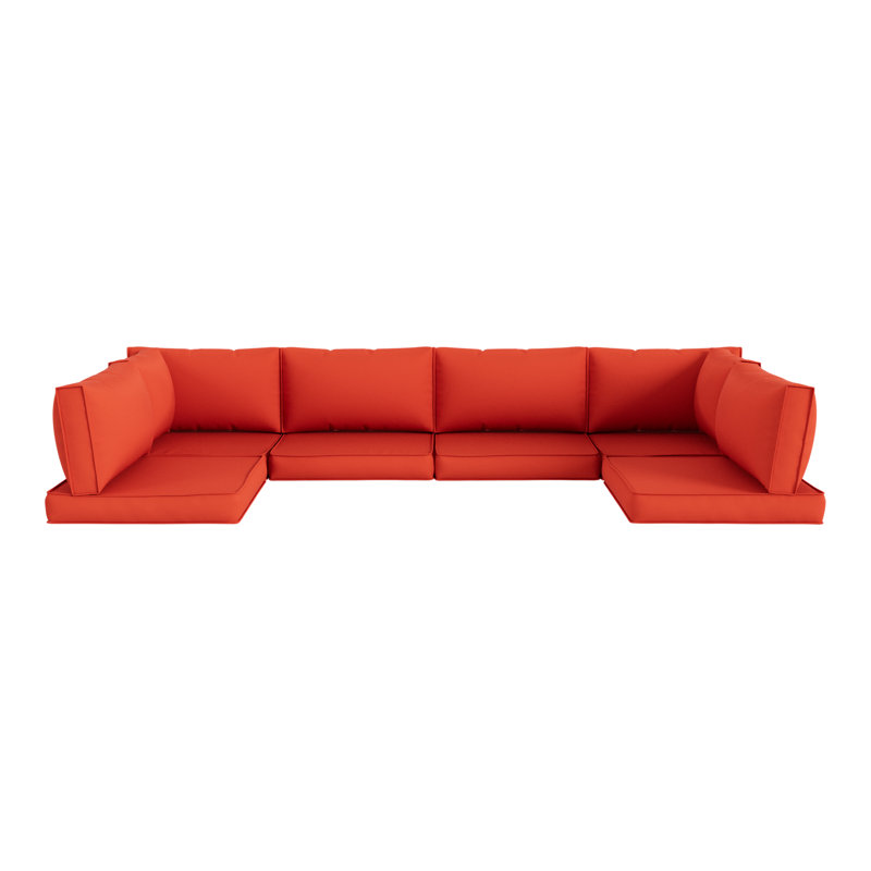 14-Piece Outdoor Sectional Cushions Set, Seat Cushions with Zippered Covers for Patio Furniture,  Orange