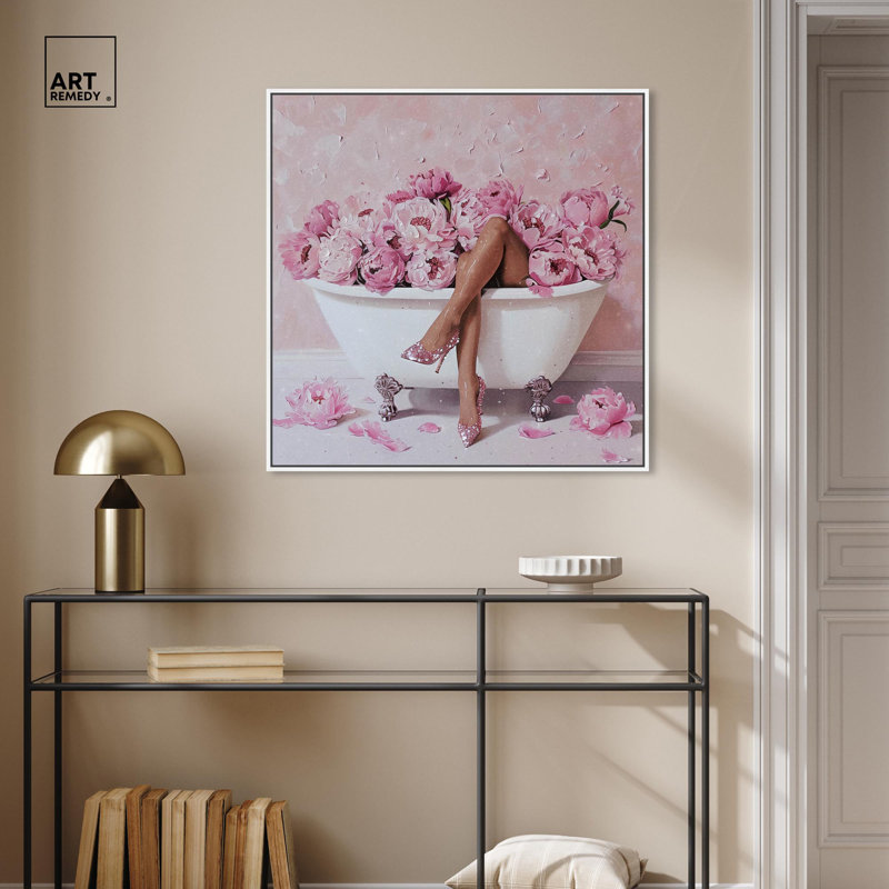 «Bathaign Flower Bomb Canvas Glam Art» par , Cadre flottant blanc, H 31 po x l 31 po