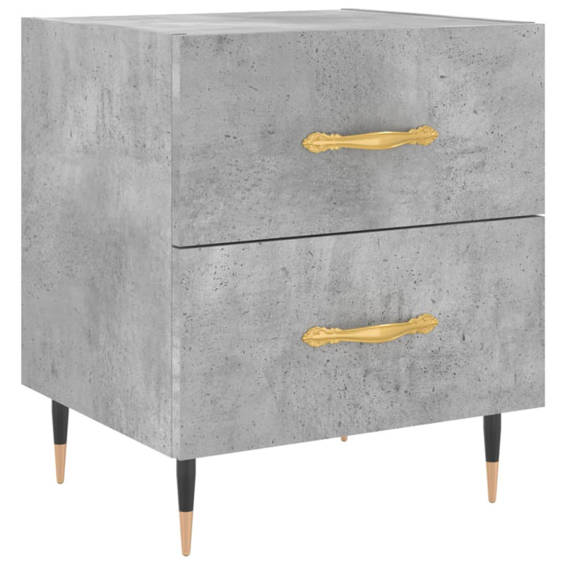 Rydal 40cm W Iron Bedside Table, Concrete Grey, Set of 2