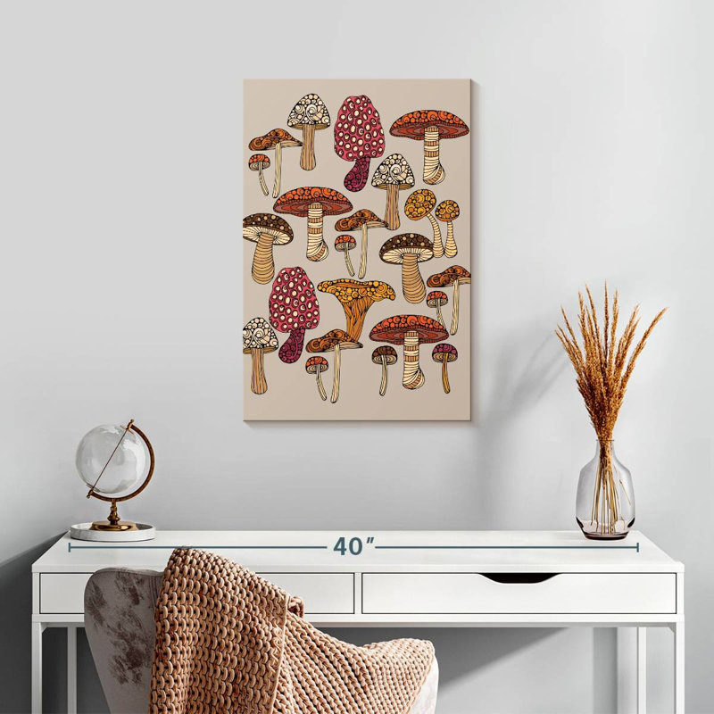 Yarlin Doodles Mushrooms, 24" H x 16" W
