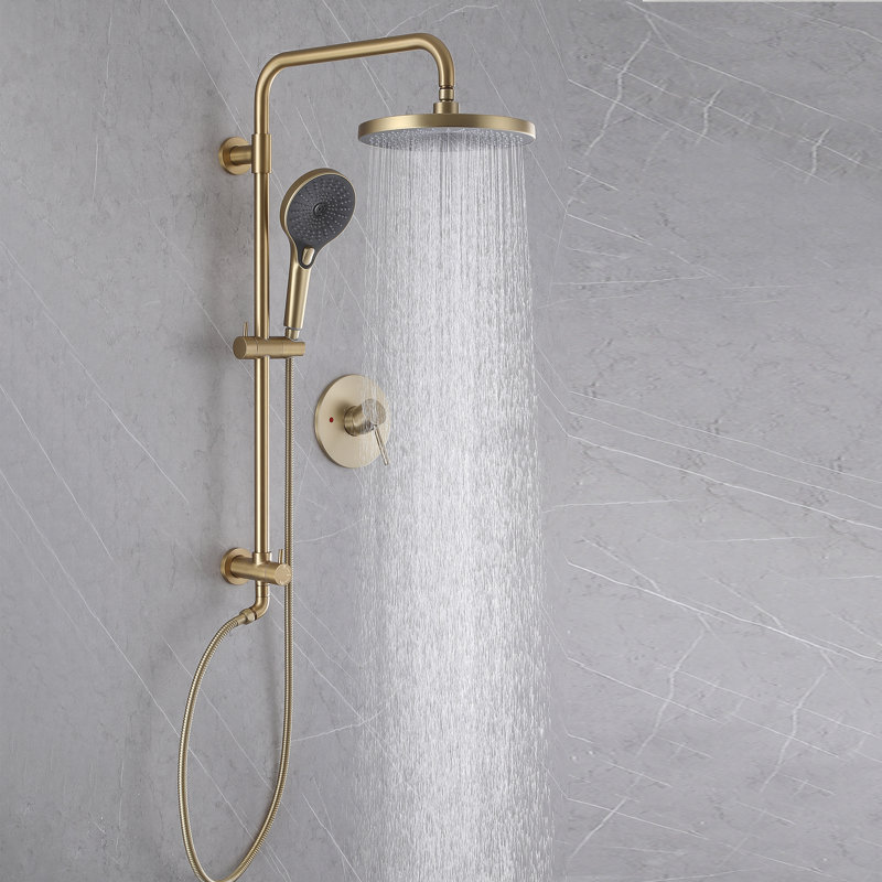 Système de douche complet en laiton massif avec valve brute, Nickel brossé