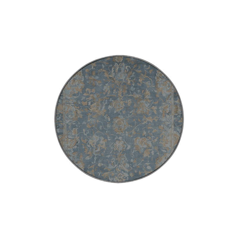 Tapis gris lavable à la machine, Rond 5 pi