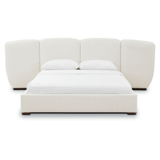 Acadia Queen Bed in Froth White Boucle