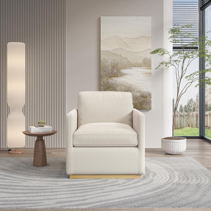 Chaise pivotante Premium (ensemble de 2), Mélange de polyester crème