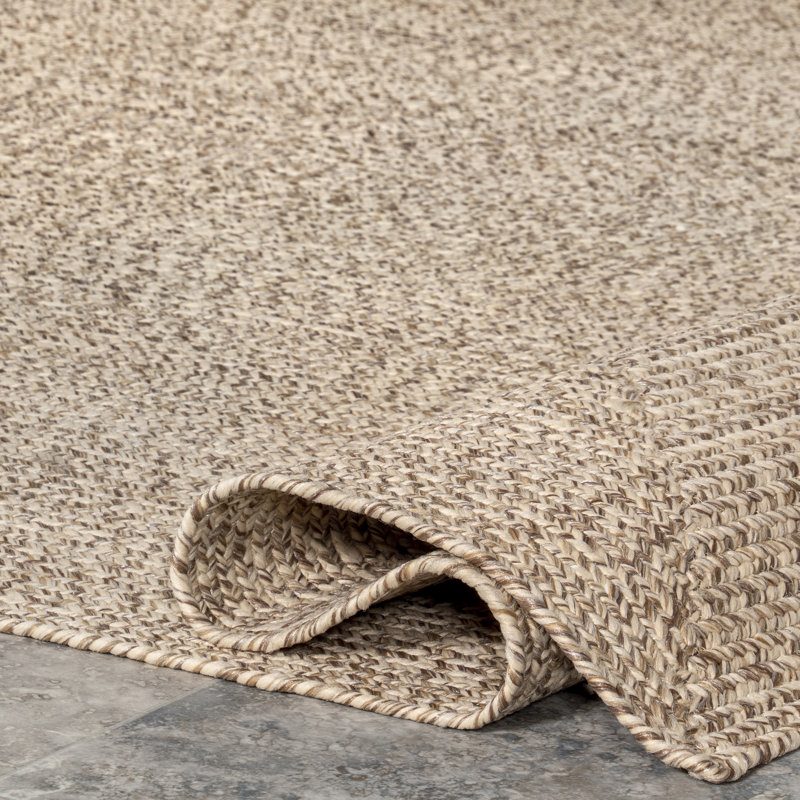 Owensby Braided Tan Indoor/Outdoor Rug, Rectangle 9'6" x 13'6"