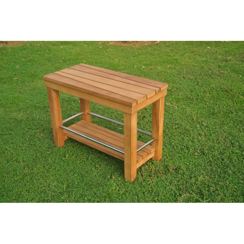 Macedo Outdoor Teak Side Table, 18" H x 12" L x 24" W