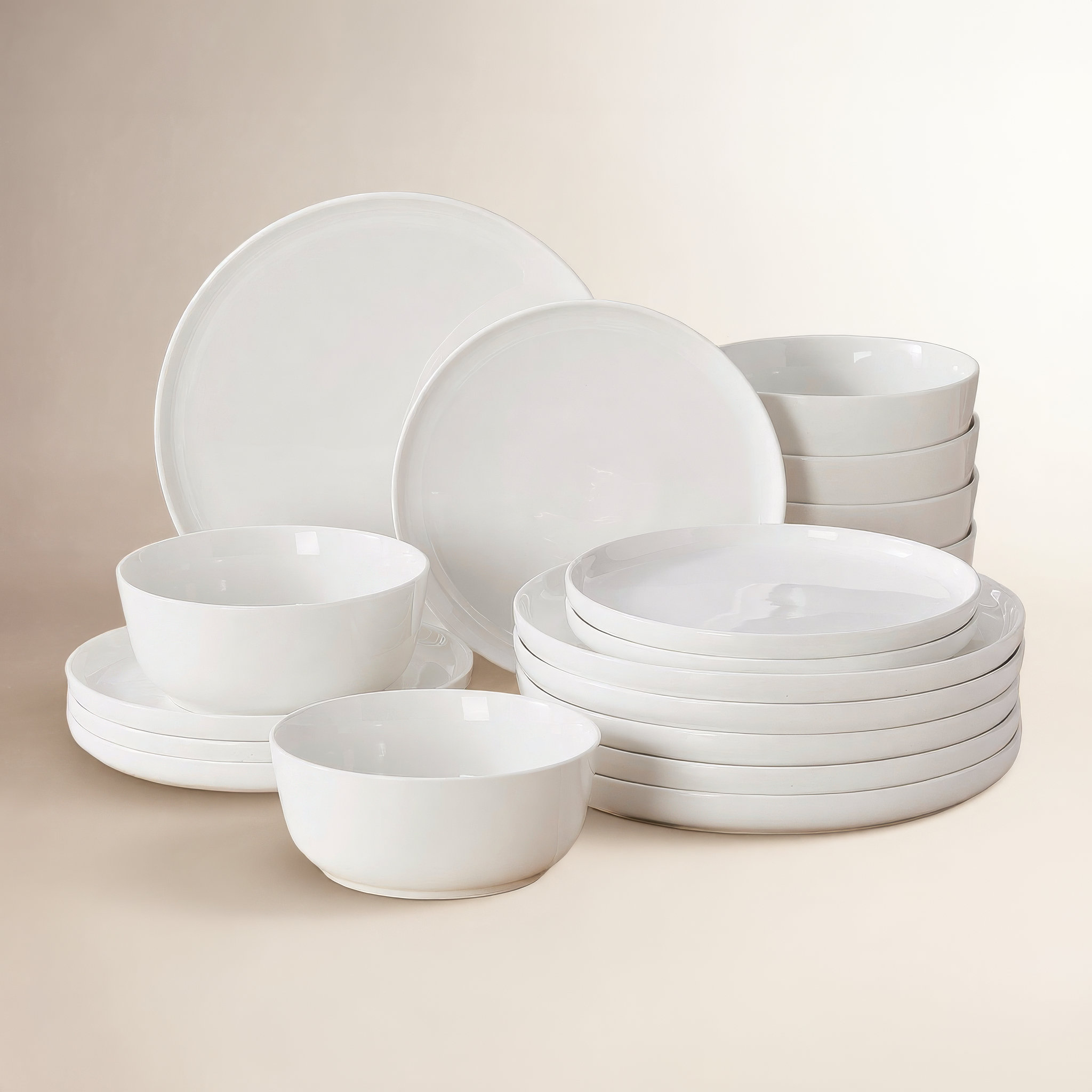 Joss & Main 18-Piece White Ceramic With Black Rims Dinnerware Set - Modern Style Tableware Service For 6, Includes Dinner Plates, Salad Plates& Bowls - Holiday, Wedding & Dinner Party Essentials & Reviews | Joss & Main