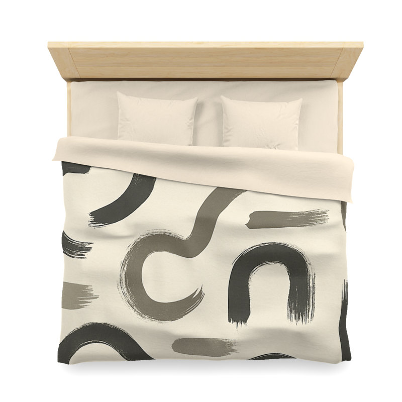 Microfiber Duvet Cover Boho Style, Design 70, Cream, King Duvet Cover