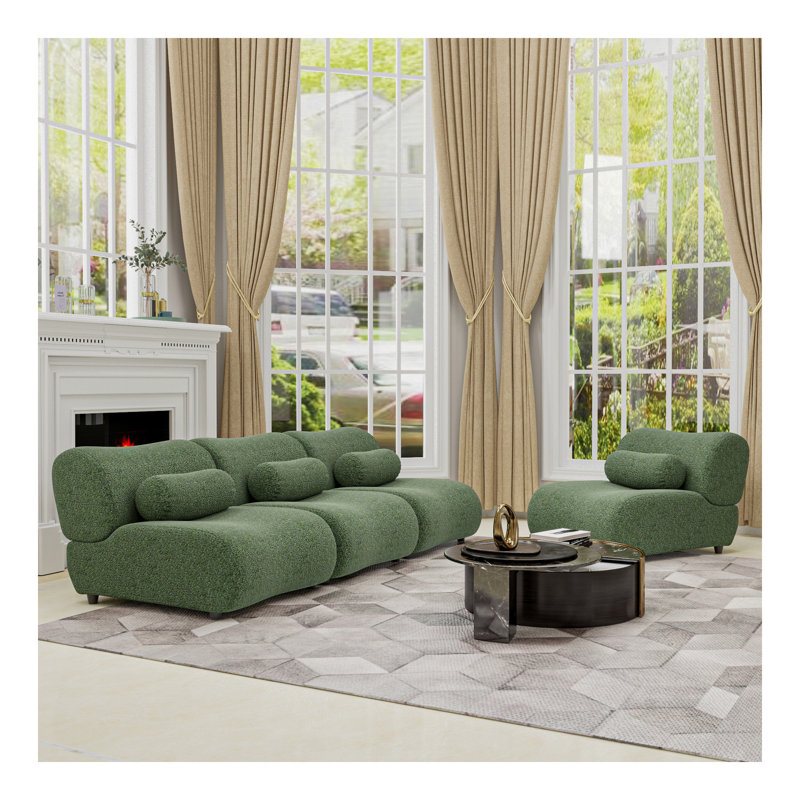 Ensemble de canapé modulaire orange en forme de L - Canapé en tissu chenille très confortable, idéal pour les salons et les salons modernes, librement modulable, simple et élégant