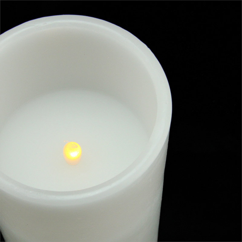 8" White Flameless LED Lighted Flickering Wax Christmas Pillar Candle