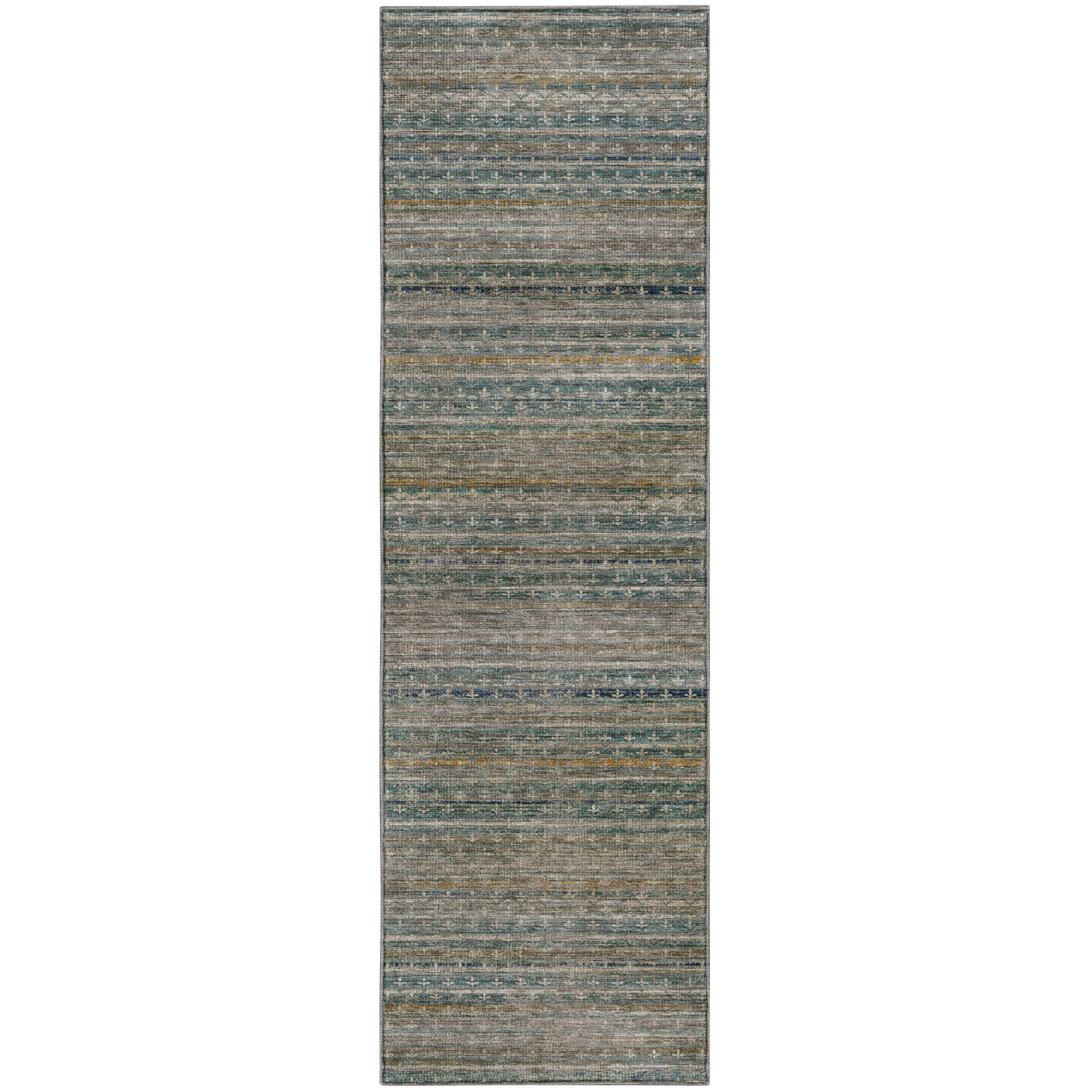 Premium Machine Washable Tirico Casual Rug, Teal, 2'3" x 7'6" Runner