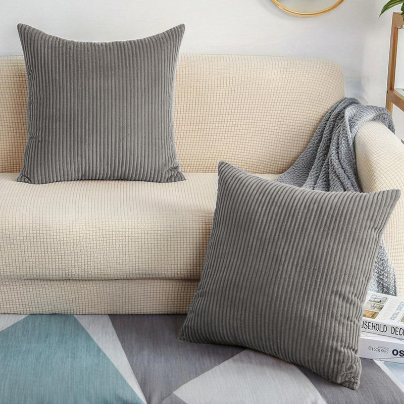 Cotton Square Cushion, Light Grey