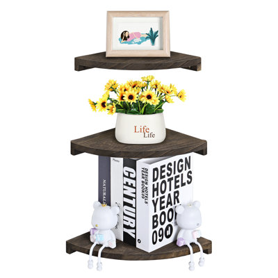 Tajir 3 Piece Triangle Solid Wood Floating Shelf