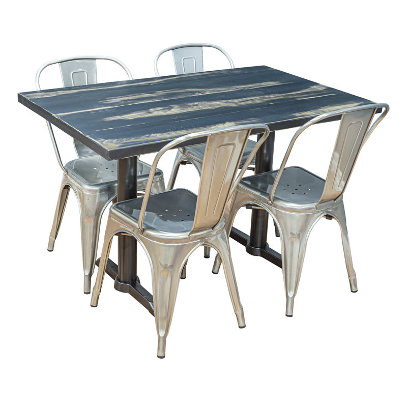 Ensemble de plateau de table en peuplier massif 30 X 48 BH03 noir antique, Chrome
