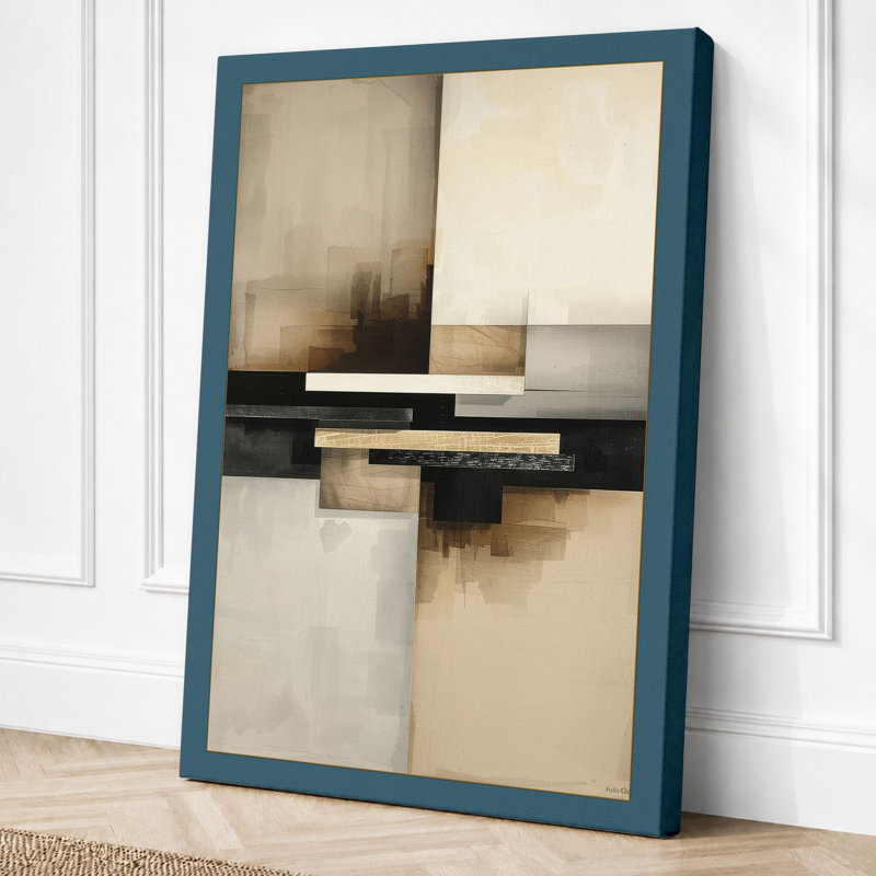 Quadrants in Quiet Minimalist - Wrapped Canvas, 18x12 - 45.7 x 30.5 cm, Teal Border