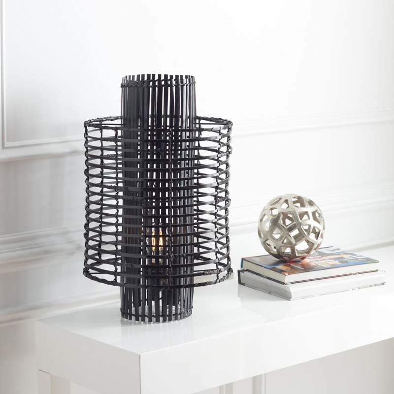 Lozko Wicker/Rattan Table Lamp, Black