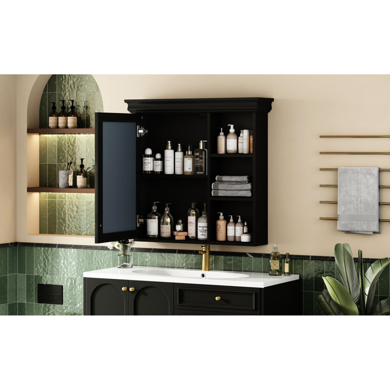 30.8'' X 28.28'' Modern Style Black Wall - Mounted Medicine Cabinet For Bathroom, With 3 Adjustable Shelves And Exquisite Finish Bathroom Mirror Cabinet, Long Lasting Performance