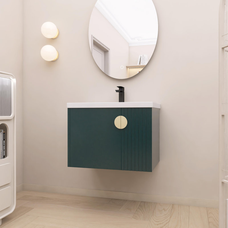 Meuble-lavabo simple 27,84 po avec plateau en céramique, Vert