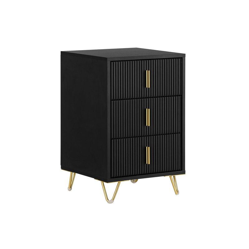 Saturmino 40cm W Manufactured Wood Bedside Table, Black