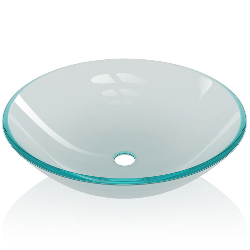 Latitude Run Argent 420mm L x 420mm W Glass Circular Sink, Frosted