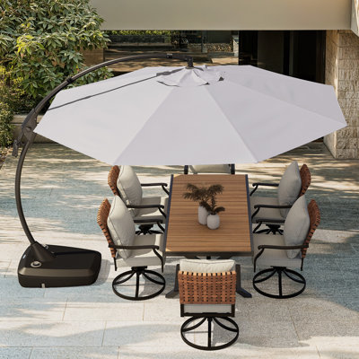 Parasol en porte-à-faux décalé en aluminium 12 pi avec base Groveman
