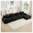 Black 4-Seat L-Shaped Modular Corduroy Sectional Sofa with Chaise Lounge, No Assembly Required-334133313-334133325