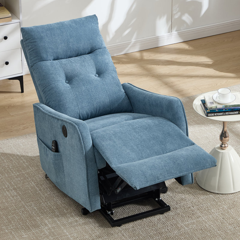 25" W Power Lift Chair Recliners Infinite Position With Heat and 8 Point Massage, Blue