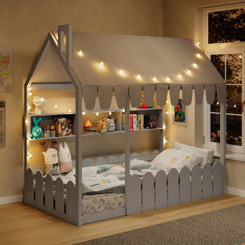 Lit pour enfant avec rampes Montessori, Twin, Grey