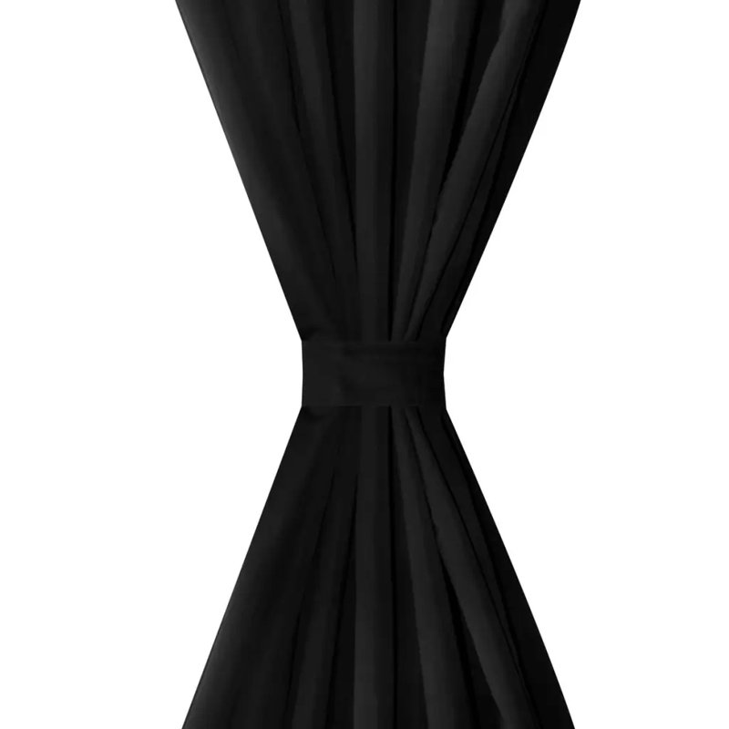 Bachar Semi Sheer Curtain Pair, 140cm Width x 225cm Drop, Black