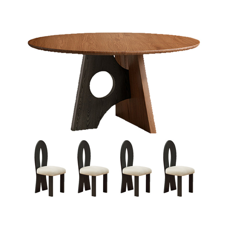 Medieval Style Solid Wood Round Dining Table, 28.74"H x 39.37"L x 39.37"W