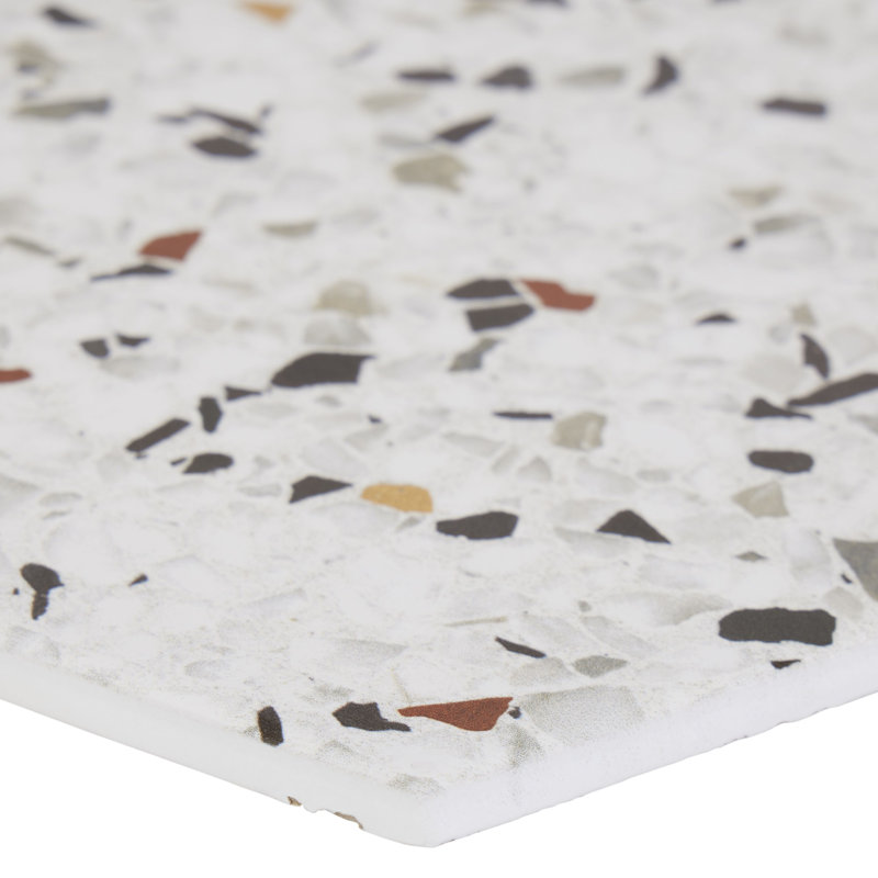 Sparkle 10" x 8" Porcelain Stone Look Wall & Floor Tile, Red/Beige/Black