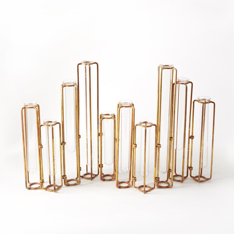 Mebane Handmade Metal Table Vase, Antiqued Gold Finish