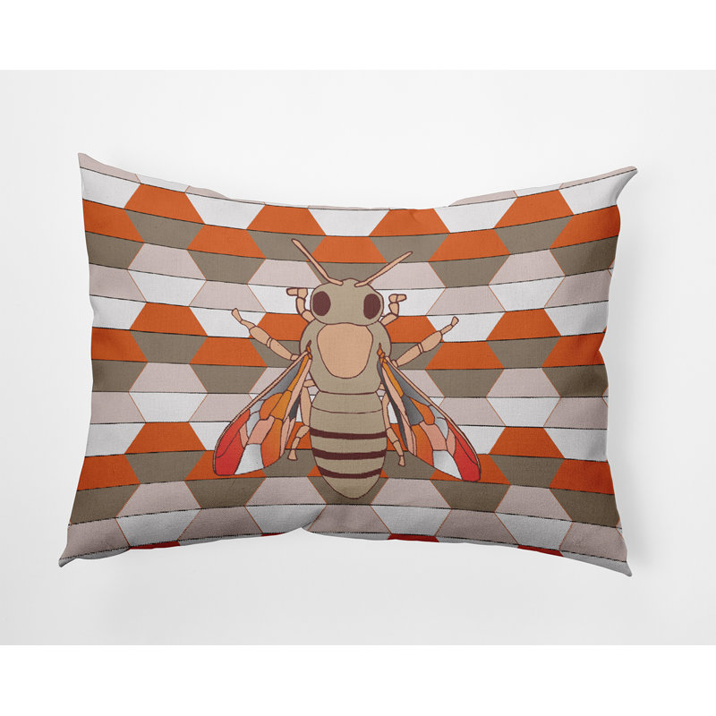 Reversible Throw Pillow, Orange/Uniforn/White Geometric