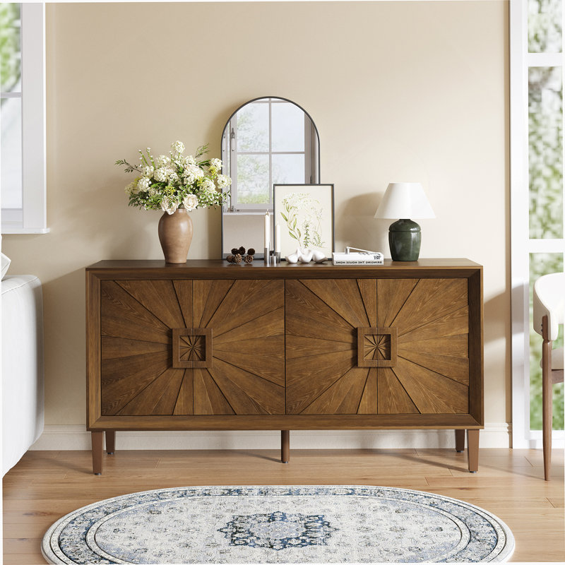 Farmhouse Credenza, Sideboard With Adjustable Shelves, Storage Cabinet For Living Room, Kitchen