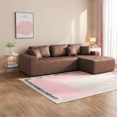 Compression Sectionals, Faux Leather L Shaped Modern Sofa for Home