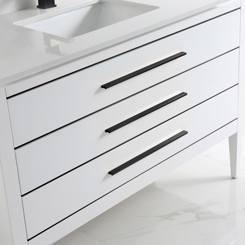 48'' Single Bathroom Vanity Base Only, White/Black