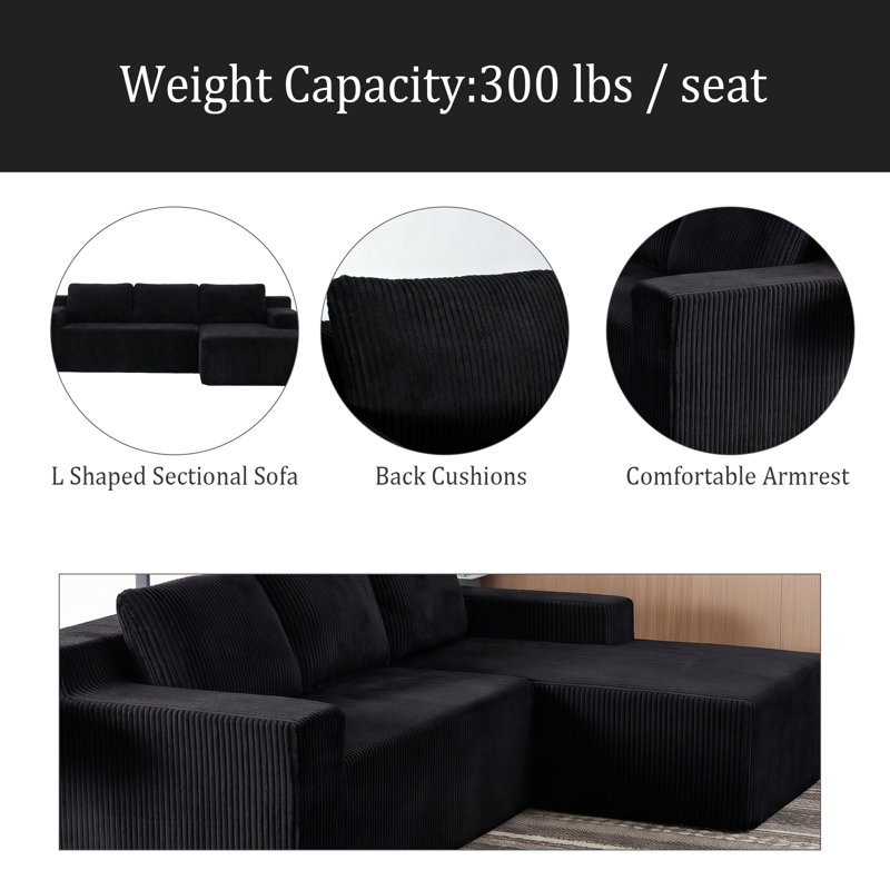 Corduroy Modular L Shaped Sectional Sofa,Luxury Floor Couch Set,Upholstered Indoor Furniture,Foam-Filled Compressed Sofa For Living Room,Bedroom