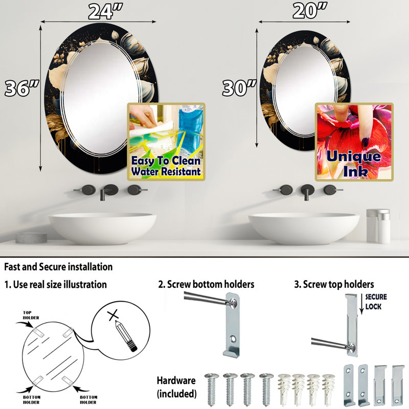 Miroir mural Pruss, 30 po x 20 po