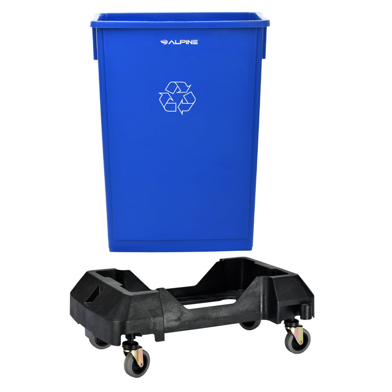 Poubelle recyclable 23 gallons et chariot, Bleu