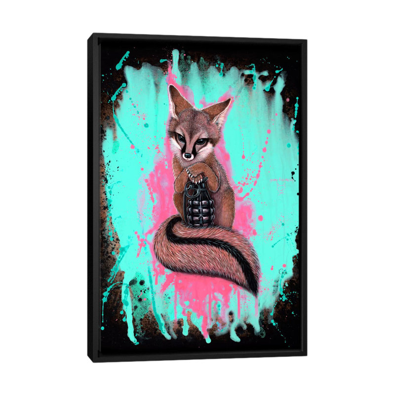 Reproduction d’art sur toile tendue, "gris fox armée", H 26 po x l 18 po x P 1,5 po, Toile avec cadre noir, Pas de tapis