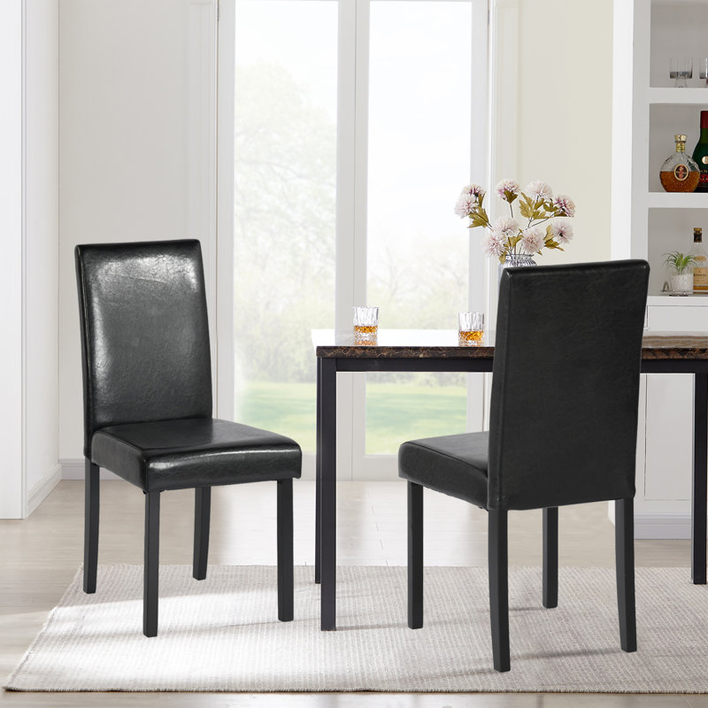 Badiu 47cm H Upholstered Parsons Chair, Black