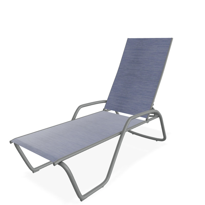Outdoor Rust-Resistant Metal Chaise Lounge, Textured Graphite, River