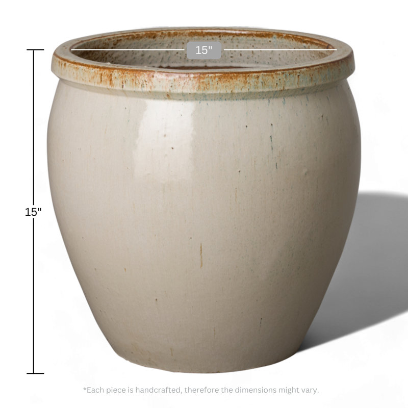 Pot à fleurs en argile Kénédy, Blanc, H 15 po x l 15 po x P 15 po