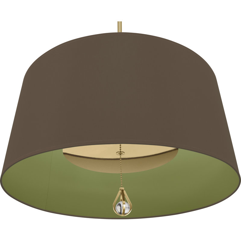 Custis 3 - Light Chandelier, Revolutionary Storm/Parrot Green Lining, Modern Brass