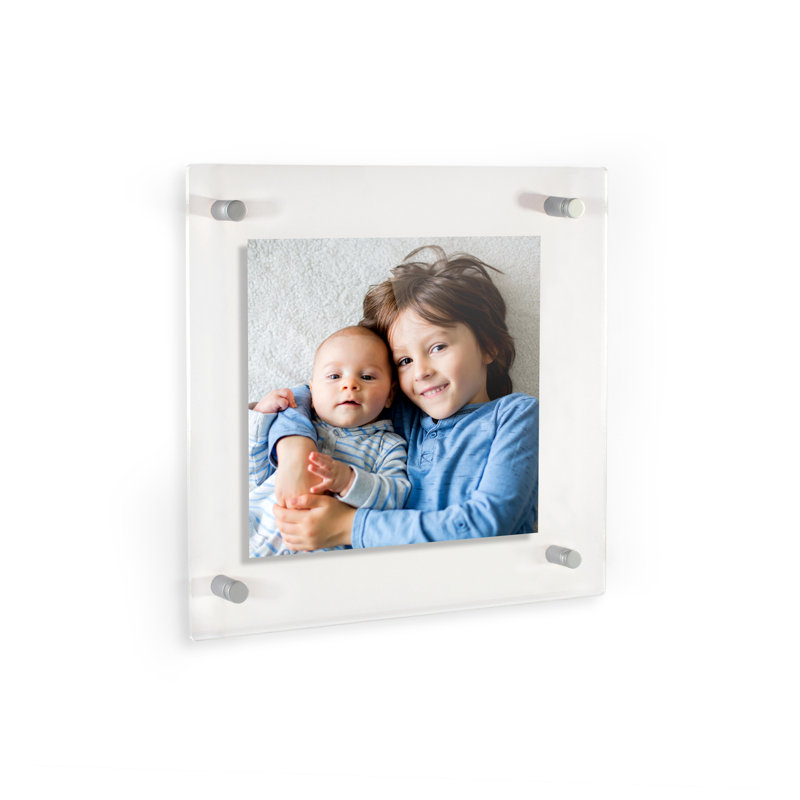 Acrylic Matte Floater Picture Frame, Muted Chrome, 20" x 20"