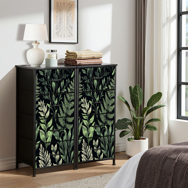 4 Drawer Dresser for Bedroom, Narrow Chest of Drawers, Wooden Top and Study Iron Frame 18"x37.5"-(WxH)