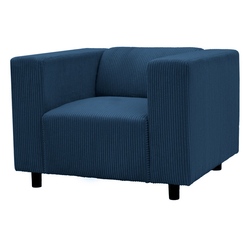 Upholstered Corduroy Club Chair, Navy Blue